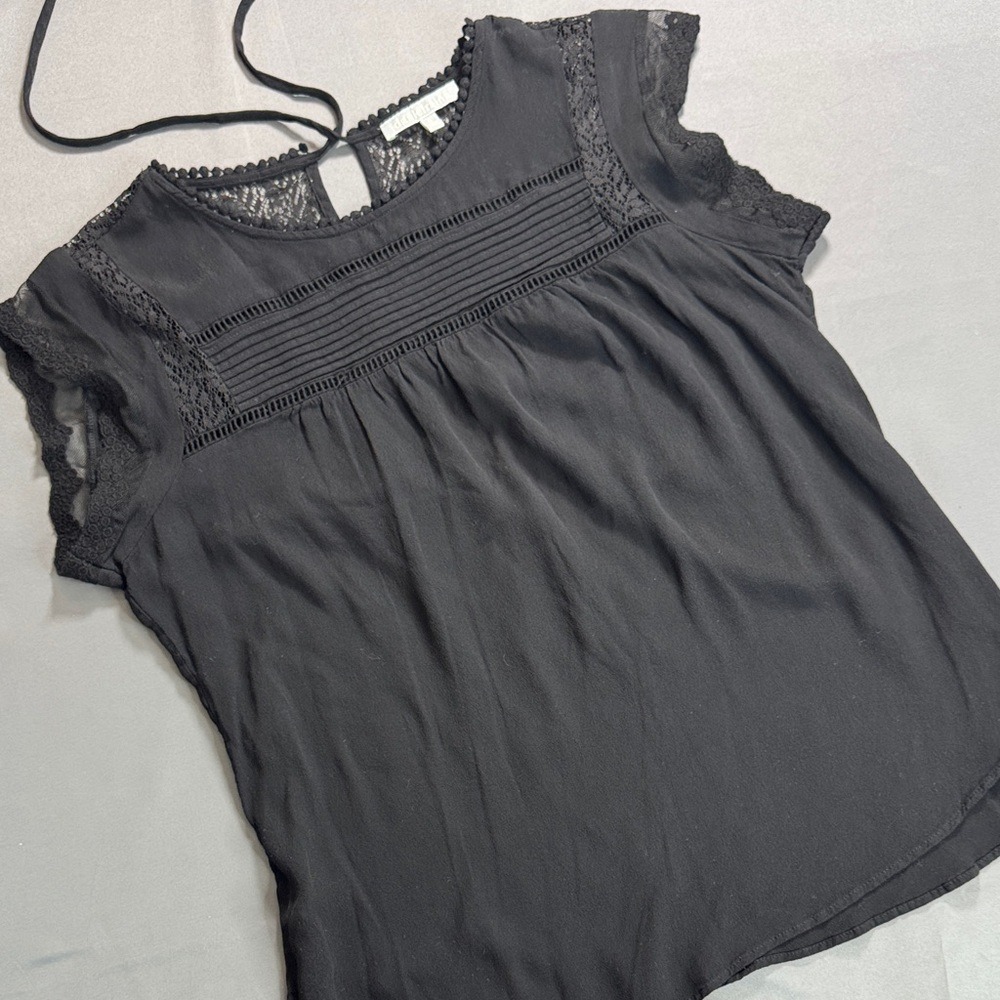Daniel Rainn Romantic Cottagecore Black Lace Blouse Size XL